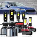 Fit For Ford Fusion 2006-2018 Light Bulbs, H7 High Beam + H11 Low Beam + H11 Fog Light Bulb, 6-Pack