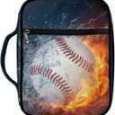 Drydeepin Cool Ice Fire Baseball Print Bible Cover for Boy Portable Bible Carrying Case with Zipper Bible Bags and Totes Kids Bible Study Supplies