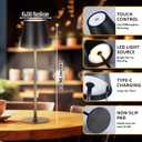 Retisee 12 Pack Cordless Table Lamp Portable LED Rechargeable Desk Lamp 3000mah Battery Operated 3 Color Stepless Dimming Waterproof Touch Control for Bedroom Restaurant (Black,Round Base)