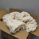 Chunky Knit Throw Blanket, 50''*60'' Knitted Throw Chenille Yarn for Bed Couch, Handmade Cream Crochet Big Thick Blanket, Machine Washable Cute Comfy Blanket for Home Decor