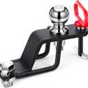 Timtin 3-Way ATV/UTV Trailer Hitch Adapter with 2'' Ball Head, Magnetic Hitch Pin, 3500 lbs for Trailer Hitches Adapter, 3" Drop/Rise, 3 in1 Mounting Options Compatible with Garden Tractor Lawn Mower