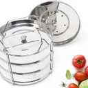 ecozoi Instant Pot Stackable Insert Pans for 6 & 8 Quart, 3 Tier Steamer Insert Pans for Instant Pot Pressure Cooker, Pot in Pot for Baking, Steaming & Casseroles, 2 Interchangeable Lids and Sling