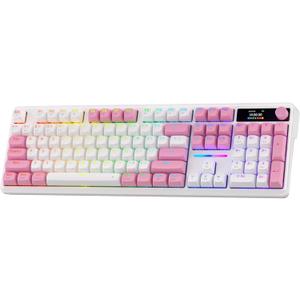 Redragon K762 Wireless Gasket Gaming Keyboard w/Hype Screen & Knob, 104 Keys Mechanical Keyboard, Easy-Control 1.14 TFT Info Display, 5-Layer Noise Dampening, Round PBT Keycaps, Custom Linear Switch