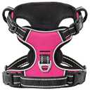 Timos Dog Harness, 3 Snap Buckles No-Pull Soft Padded Dog Vest with 2 Metal Leash Clips, Adjustable Reflective No Choke Pet Harness with Easy Control Handle for Extra Large Dogs,Rosy, Large