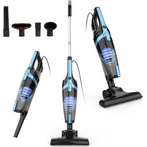 Powerful Corded Stick Vacuum,2 in 1 Lightweight Handheld Vacuum Cleaner for Hardwood Floor Pet Hair(Blue)