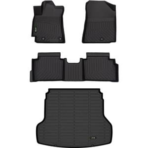 HAFIDI® Floor Mats & Cargo Liner Set Fit for 2019-2024 Kia Forte丨S丨EX丨FE丨LX丨LXS丨GT丨GT-Line丨All Weather Protection TPE Anti-Slip Automotive Full Set Floor Liners Custom Accessories - Black