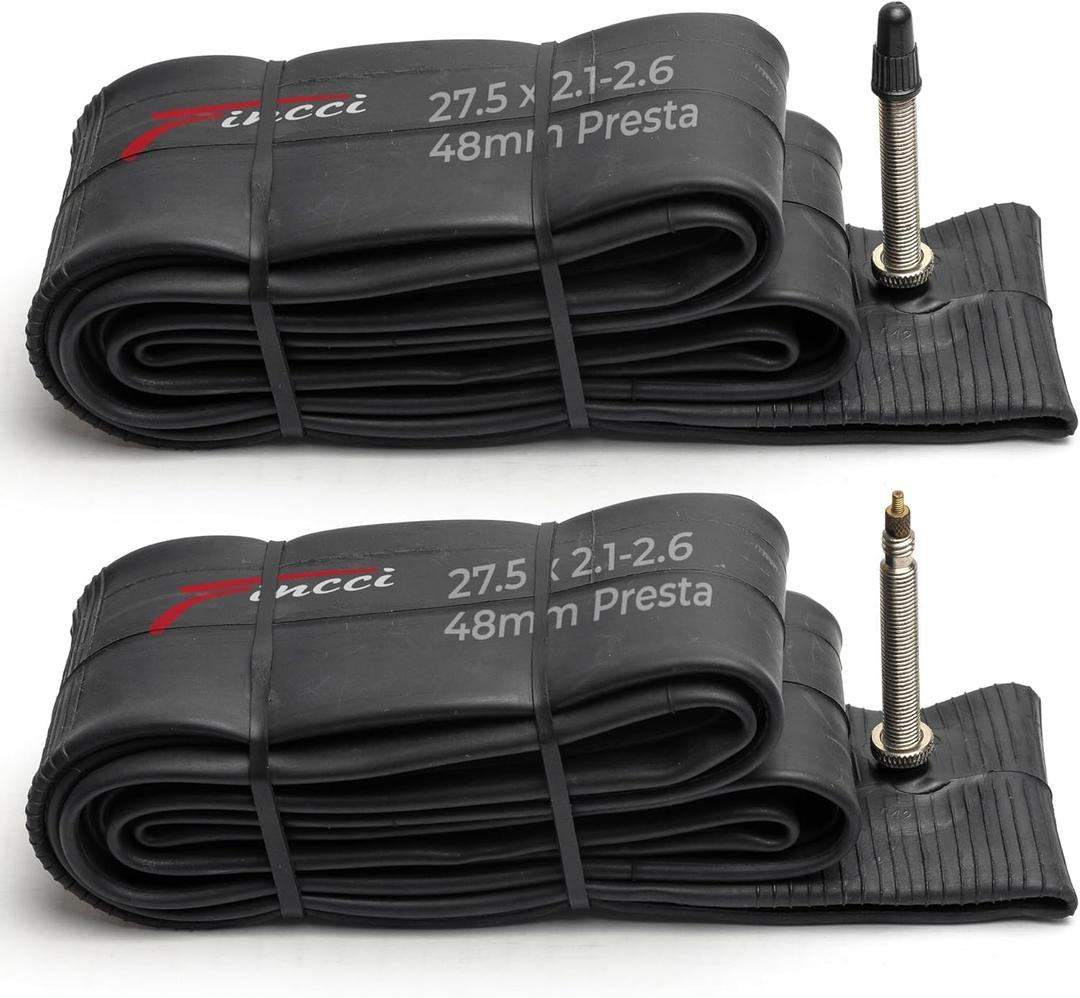 Fincci 27.5 x 2.1/2.2/2.3/2.35/2.4/2.5/2.6 Inch Bike Inner Tube  48mm Presta Valve  Butyl Rubber  Fits Mountain & Hybrid Bikes  Pack of 2