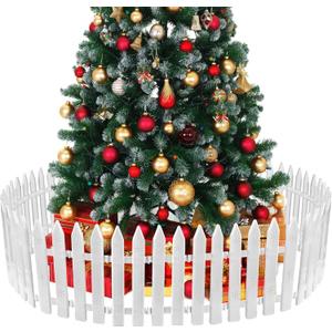 MCEAST 36 Pieces Christmas Tree Fences White Picket Fence Border 4.6 x 12 Inches Mini Plastic Decorative Fences Christmas Tree Barrier for Dogs Kids Home Wedding Fairy Garden Party