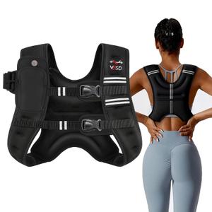 VBSD Weighted Vest for Women Men, Vest with Reflective Stripe, Body Weight Vests Adjustable for Strength Training, Running, Walking, Workout, Jogging, Fitness, Large