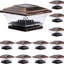 HUYIENO Solar Post Cap Lights Outdoor LED Lighting Deck Fence Cap Light Two Light Modes Warm White/Bright White Suitable for 4x4 Wooden Posts (Brushed Copper, 12pk)