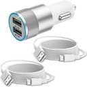 iPhone 15/16 Car Charger,2-Port 24W Dual USB-A Car Power Adapter Cigarette Lighter USB Charger with 2Pcs 3.3FT USB C Cable for iPhone 17/16/15 Pro Max, iPad, Samsung Galaxy S25, Pixel, Android,AirPods
