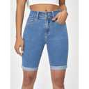 Jean Shorts Womens Zipper Fly Cuffed Hem Denim Shorts (Size 18)