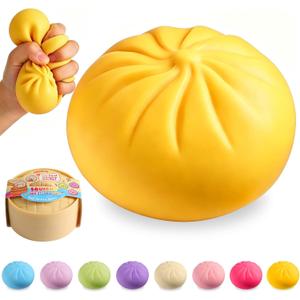 Dumpling Squishy, Viral Squishy Dumpling Mystery Box,Squishies Toys, Bao Bun Squeeze Stress Relief Fidget Toy,Holiday & Birthday Gifts for Kids Teens & Adults (Yellow)