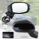Right Passenger Side Mirror Compatible With 2023-2027 Honda CRV CR-V With Power Glass Manual Folding Heated Turn Signal Blind Spot Black Replace#76208-3A0-A91(8Pins)