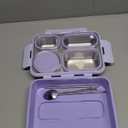 Stainless Steel Bento Lunch Box for kids/Adults with 4 Compartments, 8oz Soup Bowl, Leakproof 3-Seal Lid & Metal Spoon, BPA-Free, Dishwasher Safe  36oz Purple