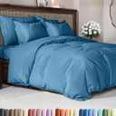 Duvet Cover Queen Size - Extra Soft Queen Size Duvet Cover - Lightweight & Breathable - Easy Care & Fade Free with Zipper Closures & Ties - 90" x 90" Inches - (Denim Blue) Comforter Not Included