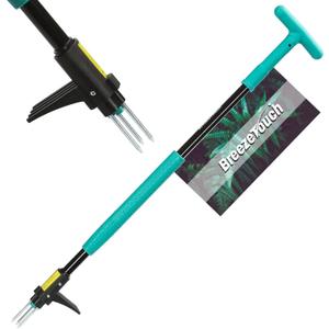 Breeze Touch 39" Weed Pulling Tool, 3-Claw Detachable Weed Puller Tool with Long Handle, Heavy Duty Stand Up Weeder Weeding Tool for Lawn, Yard, Garden, Crabgrass, Dandelion Picker, Weed Remover (Common Teal)