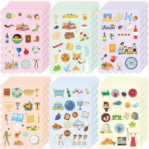 30 Sheets Passover Seder Sticker 6 Styles Happy Passover Party Stickers Passover Gifts for Arts Crafts Pesach Party Decoration Jewish Holiday Party Favors DIY Scrapbooks Planners Reward