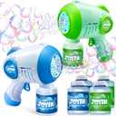 JOYIN 2 Kids Bubble Guns with 4 Bottles Solution, Automatic Bubble Machine Gun with 8 Holes for Kids, Adults, Summer Toys, Easter Basket Stuffers, Birthday Gift, Party Favors