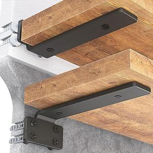 Neodrop  Shelf Bracket, Heavy Duty Floating Shelf Brackets 10 inch Long, 8  Pack Brackets for Shelves, Black Coated Metal Wall Shelf Support Brackets with 1/4  Inch