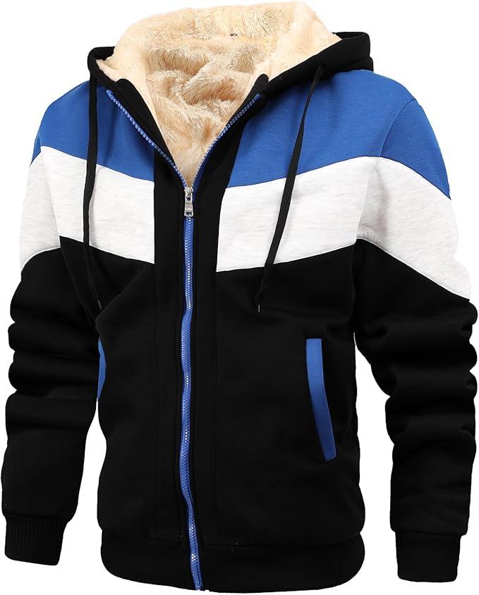 TMYAH Thermal Jackets for Men Winter Heavyweight Fleece Jacket Wool Warm Thick Coats Outerwear SkyBlue Grey Black(895) XL
