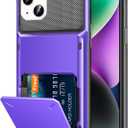 TITACUTE for iPhone 14 Plus Case Wallet 5 Credit Card Holder Slot Flip Cover Design Back Pocket Dual Layer Armor Anti-Scratch Hard Shell Hybrid TPU Protective Bumper 14+ 6.7 Purple, Purple 6.7,