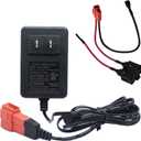 24 V Battery Charger and Battery Wire Harness for Ride on Toys Car, 24Volt (28.8V) Battery car for Kids,Charger and Charging Hole Adapter Red Square Two pin Jack Replacement Parts