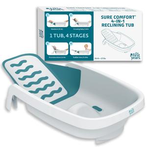 The First Years 4-in-1 Reclining Baby Bathtub - Adjustable Recline for Custom Comfort for Newborn to Toddler - All-in-1 Baby Bath Seat Adjusts as Baby Grows - Ages 0 to 24 Months
