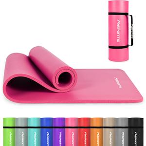 Yoga Mat Premium Non Slip Thick  Extra Comfortable Exercise Mat for Home Workouts, Pilates, Stretching & Gym  Cushioned NBR Foam, Gym Mat with Strap, for Women & Men (74.5 x 32 x 0.6 in, Pink)