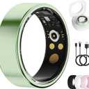 Smart Ring for Women & Men, Health Tracker Ring with Heart Rate, Blood Oxygen,Blood Pressure, IP68 Waterproof Fitness Ring, Sleep Tracker for iPhone and Android, No APP Fee (Green, 7#)