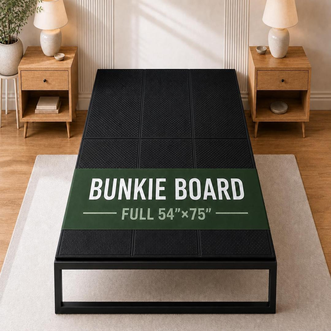 DFAN 54"×75" Bunkie Board Full Size – Double Sided Non-Slip Breathable Bed Support, Anti-Sag Full Bed Slats Support Under Mattress for Slatted Bed Frame Base, Metal Frames, Sofa Beds, Foldable Black