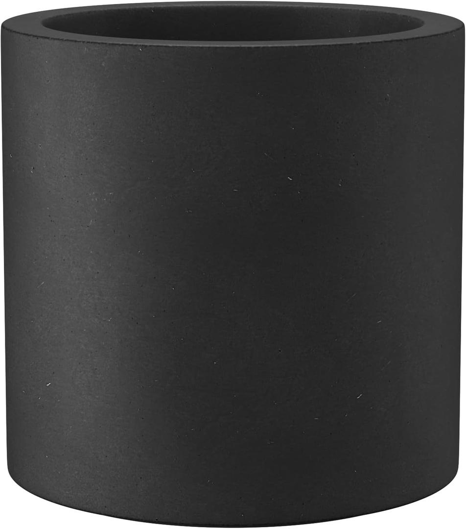 Kante 12.6" Dia Round Concrete Planter, Modern Style Large Cylindrical Plant Pot with Drainage Hole and Rubber Plug for Indoor Outdoor Patio, Black