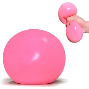Giant Squishy Stress Balls for Kids and Adults - 4-Inch Jumbo Squishy Toys Dough Stress Ball, Stretchy Squeeze Fidget Toys for Boys, Girls, Birthday Gift, Easter Basket Stuffers (Pink)