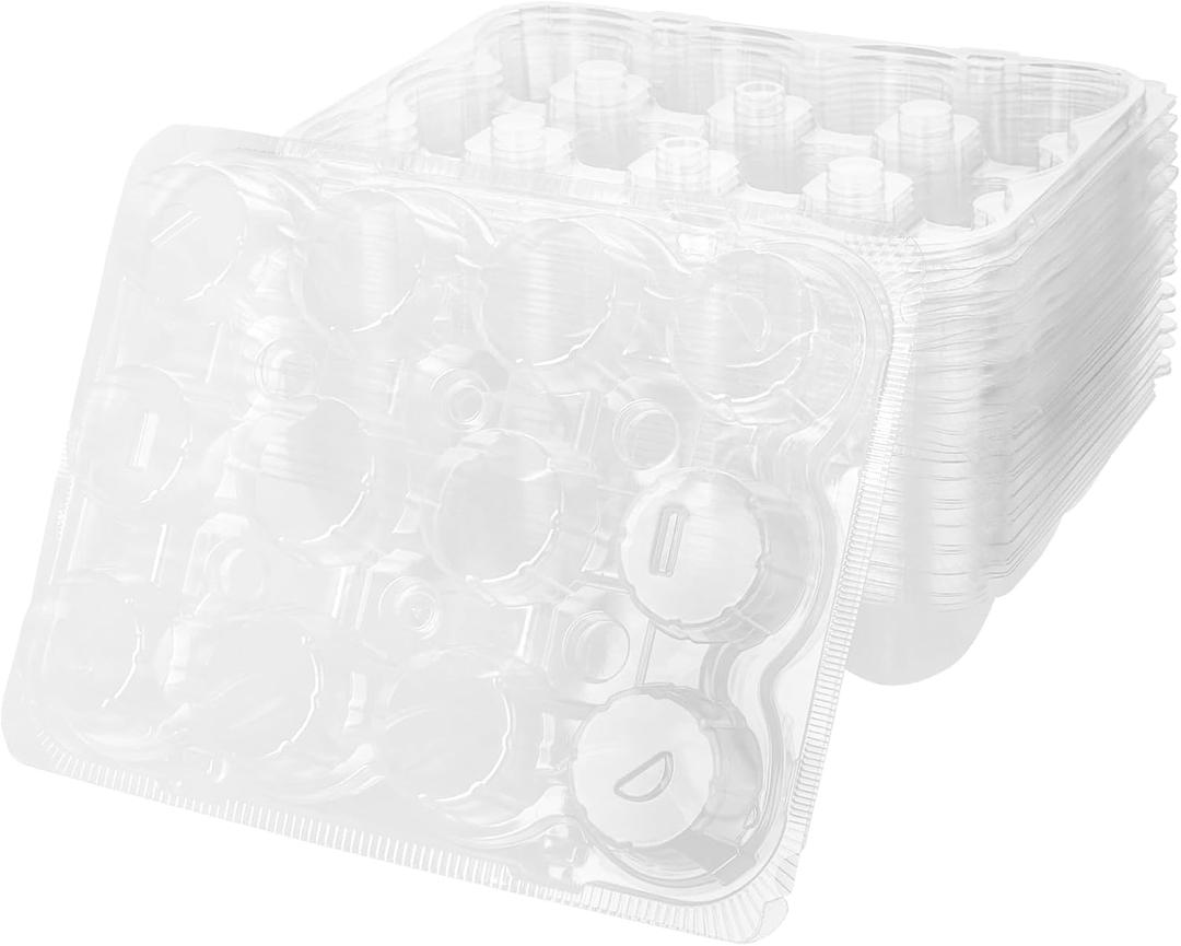 20 Sets x 12 Counts Cupcake Containers, Stackable Plastic Dozen Cupcake Boxes with Detachable High Dome Lid, Clear Cupcake Carrier Holder, Standard Size