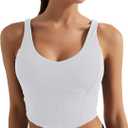 Women's Bustier Corset Crop Tank Tops Sleeveless Trendy Scoop Neck for Women Going Out Tops Summer Sexy High Impact (White, L)