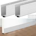 2 Pack U Shape Screw on Under Door Seal 36 Inch Aluminum and Rubber Door Threshold Extension with Draft Stopper for Home Prevents Hot and Cold Air, Dust and Insects, Suitable for 1-3/4 Inch
