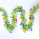 66Ft Easter Garland Decorations Thick Colorful Egg Tinsel Twist Garland with Confetti Spring Pastel Hanging Tinsel Decor for Tree Baskets Fireplace Mantel Eatser Party Parade Floats Ornaments