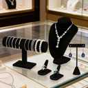 6 Pcs Velvet Jewelry Display Set- Velvet Necklace Bust Holder Mannequin Bust & T-Bar 2 T Shape Earing Stand 2 Ring Finger Jewelry Holder Bracelet Organizer