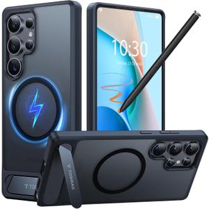 TORRAS Strong Magnetic & Seamless Stand for Samsung Galaxy S25 Ultra Case, Fit for MagSafe, Mil-Grade Drop Protection, Adjustable Kickstand for Samsung Galaxy S25 Ultra Case, Slim Frosted Matte Black (for Galaxy S25 Ultra, Black)