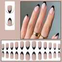 3 x 24 PCS Christmas Press on Nails Short Almond - ZWENJIE Winter Cute Sequins Fake Nails Press ons Nail Black French Art Tips with Glossy Design Full Cover Acrylic False Nails Glue on Nails Kit for Woman