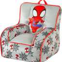 Marvel Spidey and His Amazing Friends Kids Micromink Bean Bag Sofa Chair,Soft Padded Toddler Seat with Piping & Carry Handle,Cozy Lounge Chair for Ages 3+, 18 inches x 18 inches x 18 inches