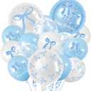 43Pcs Blue Bow Balloons Party Decorations - Coquette Bow Birthday Decorations Blue and White Bow Themed Birthday Balloons for Girls Baby Shower,Bachelorette Party Supplies