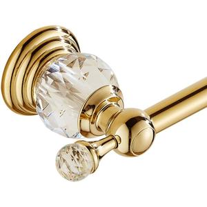 WINCASE Gold Towel Bar, Adjustable Crystal Towel Holder, Golden Finished Bathroom Single Towel Racks Rail Wall Mounted