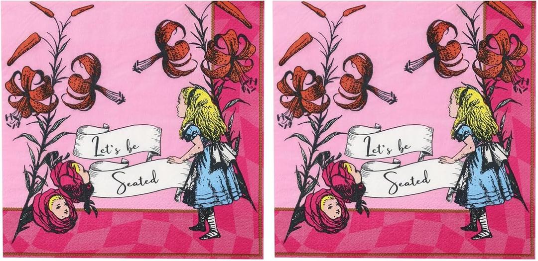 Talking Tables | 20 x Alice in Wonderland Disposable Paper Napkins, Mad Hatter Afternoon Tea Party Decorations Serviettes for Onederland Kids First Birthday Party, Baby Shower, Decoupage, Recyclable