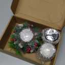 Skylety 4 Pack Christmas Votive Candle Holders with Candle Ring Wreath Christmas Table Centerpieces Glass Tealight Holder Wreath with Red Berry Pinecones for Xmas Decorations Wedding Holiday