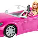 Barbie Playset with Sparkly Pink 2-Seater Toy Convertible Car Featuring Glam Details & Fashion Doll in Sundress & Sunglasses (One Size)