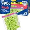 Ziploc Quart Food Storage Bags, Stand-Up Bottom, Easy to Fill, 76 Count 