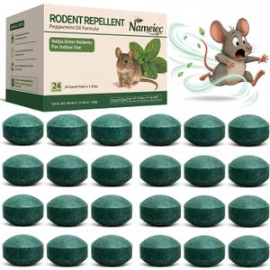 Rodent Repellent for Mice & Rats, 1.41 Oz 24pc, Peppermint Oil Repellent for Rat Mice, Ant, Roach, Spider, Squirrel, for House, Garage, Car Engine, RV, Attic, Basement, Indoor & Outdoor Use