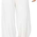 UMIPUBO Womens Linen Pants High Waisted Wide Leg Trousers Summer Palazzo Casual Pant Flowy Drawstring Beach Pants (White, S)
