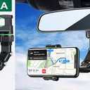 Rearview Mirror Phone Mount Holder for Car, 360° Rotating Adjustable Car Phone & GPS Holder, Universal Retractable Multifunctional Automobile Cradles for All Mobile Phones (Grey)